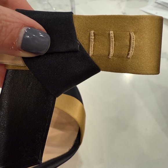 GIANVITO ROSSI Milan Geisha Bicolor Satin strappy Sandal Black/Gold 37.5 US 7 - Picture 9 of 13